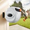 VEVOR Retractable Hose Reel, 130 Ft X 1/2 Inch, 180° Swivel Bracket Wall-Mounted, Garden Water Hose Reel With 9-Pattern Nozzle, Automatic Rewind
