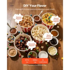 VEVOR Popcorn Machine, 8oz Stainless Steel Kettle, 800W Commercial Countertop Popcorn Maker, 48 Cups Per Batch Theater Style Popper, Black -Aesthtic Interiors GUEST 3815e284 ed96 4f33 ad3b cd336eac80cd