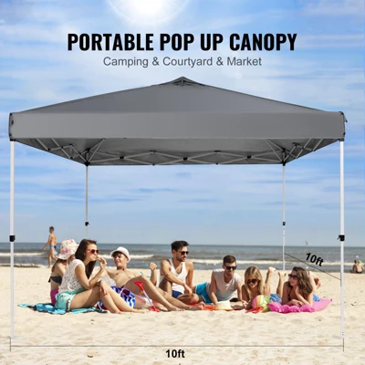 VEVOR Pop Up Canopy Tent, 10 X 10 Ft, 250 D PU Silver Coated Tarp, With Portable Roller Bag And 4 Sandbags, Waterproof And Sun Shelter Gazebo 2 VEVOR Pop Up Canopy Tent, 10 X 10 Ft, 250 D PU Silver Coated Tarp, With Portable Roller Bag And 4 Sandbags, Waterproof And Sun Shelter Gazebo - Image 2