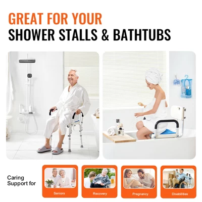 VEVOR Shower Chair, 400 Lbs Capacity, Adjustable Height Shower Stool, Non-slip Bathroom Bench Bath Chair For Elderly Disabled Handicap,white+Blue 5 VEVOR Shower Chair, 400 Lbs Capacity, Adjustable Height Shower Stool, Non-slip Bathroom Bench Bath Chair For Elderly Disabled Handicap,white+Blue - Image 5