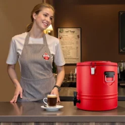 VEVOR Insulated Beverage Dispenser, 8 Gal/30.3L Thermal Hot And Cold Drink Server Dispenser With Spigot, Food-Grade Cooler Jug, Red