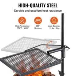 VEVOR Swivel Campfire Grill, Fire Pit Grill Grate Over Fire Pits, Heavy Duty Steel Grill Grates, 360° Adjustable Open Fire Cooking Equipment, Black -Aesthtic Interiors GUEST 390e13ab 7aaf 47ab a6a2 cc5e243dc83c