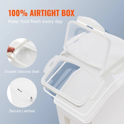 VEVOR Ingredient Storage Bin, 2 X 15L Dispenser Bin With 2 Measuring Cups, Attachable Casters And Airtight Lid, PP Material 6 VEVOR Ingredient Storage Bin, 2 X 15L Dispenser Bin With 2 Measuring Cups, Attachable Casters And Airtight Lid, PP Material - Image 6