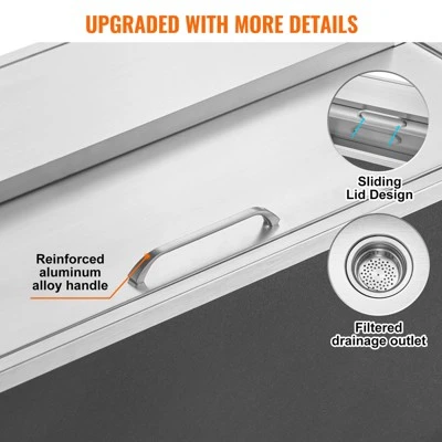VEVOR Drop In Ice Chest, 36"L X 18"W X 14"H Stainless Steel Ice Cooler, Commercial Ice Bin With Sliding Cover, 40.9 Qt Outdoor Kitchen Ice Bar 5 VEVOR Drop In Ice Chest, 36"L X 18"W X 14"H Stainless Steel Ice Cooler, Commercial Ice Bin With Sliding Cover, 40.9 Qt Outdoor Kitchen Ice Bar - Image 5