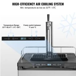 VEVOR Beer Kegerator, Single Tap Draft Beer Dispenser, Full Size Keg Refrigerator With Shelf, CO2 Tank(No Gas), Drip Tray & Rail, Silver -Aesthtic Interiors GUEST 3a2b50b3 35db 44ba a306 9f5ea5f3167b