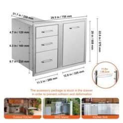 VEVOR Outdoor Kitchen Door Drawer Combo 29.5" W X 22.6" H X 21.7''D, Access Door/Triple Drawers With Propane Drawer, Silver 14 VEVOR Outdoor Kitchen Door Drawer Combo 29.5" W X 22.6" H X 21.7''D, Access Door/Triple Drawers With Propane Drawer, Silver -Aesthtic Interiors GUEST 3a625eef 2d27 4748 b3b8 cb88f787f0b1