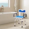 VEVOR Swivel Shower Chair 360 Degree, Adjustable Shower Seat With Armrests And Backrest For Inside Shower Or Bathtub, 400lbs Capacity, White+Blue