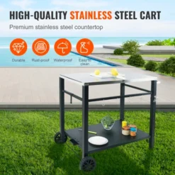 VEVOR Outdoor Grill Dining Cart With Double-Shelf, BBQ Movable Food Prep Table, Multifunctional Stainless Steel Table Top, Portable Modular Carts -Aesthtic Interiors GUEST 3ad3d63b c5bd 4eaa 9a71 d6416c9ba624