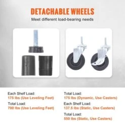 VEVOR Storage Shelving Unit With Wheels, 4-Tier Adjustable, 700 Lbs Capacity, Heavy Duty Garage Shelves Metal Organizer Wire Rack, Black -Aesthtic Interiors GUEST 3af85b1a 03af 4cc7 bd65 57c4ba93569f