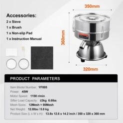 VEVOR Automatic Electric Vibrating Sieve, Stainless Steel Sifter Shaker Machine With 12+80 Mesh, 45W Automatic Powder Sifter Machine Countertop -Aesthtic Interiors GUEST 3b3ade7b 7d99 42f1 a02d 5f068d138e37