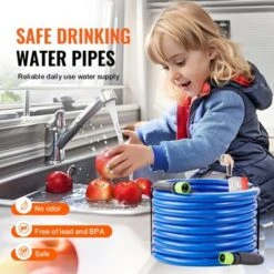 VEVOR 50ft Heated Water Hose For RV, Heated Drinking Water Hose Antifreeze To -45°F, Automatic Self-regulating,5/8" I.D. With 3/4" GHT Adapter, Blue -Aesthtic Interiors GUEST 3b450c0b a6ff 4a97 b073 4b0f3d6abb33