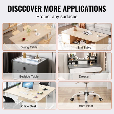 VEVOR Clear Table Cover Protector, 18" X 36" Rectangle Table Cover, 1.5 Mm Thick PVC Plastic Tablecloth, Waterproof Desktop Protector, Transparent 6 VEVOR Clear Table Cover Protector, 18" X 36" Rectangle Table Cover, 1.5 Mm Thick PVC Plastic Tablecloth, Waterproof Desktop Protector, Transparent - Image 6