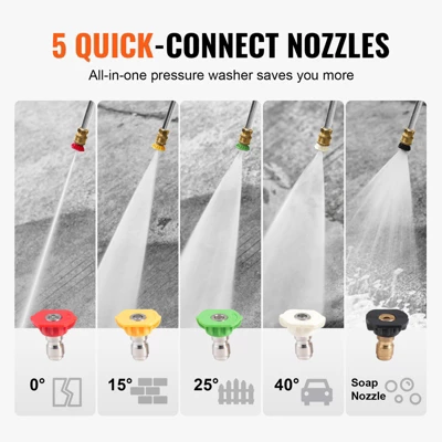 VEVOR Gas Pressure Washer, 3500 PSI 2.6 GPM, Gas Powered Pressure Washer With Aluminum Pump, Spray Gun And Extension Wand, 5 Nozzle Set, Black 4 VEVOR Gas Pressure Washer, 3500 PSI 2.6 GPM, Gas Powered Pressure Washer With Aluminum Pump, Spray Gun And Extension Wand, 5 Nozzle Set, Black - Image 4