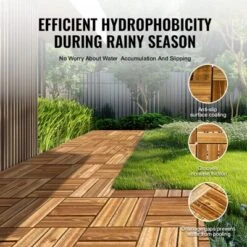 VEVOR Interlocking Deck Tiles Solid Wood, 27 Pack,12"x12" Waterproof Camphor Pine Wood Flooring All Weather Use, Patio Floor Decking Covering Tiles -Aesthtic Interiors GUEST 3b8c633f 248b 4681 b30e 352826bc7914