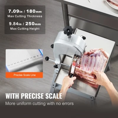 VEVOR Electric Meat Saw, 850W Stainless Vertical Cutter, 19.1"x15" Workbench, 7.09" Cutting Thickness, Includes 5 Blades 4 VEVOR Electric Meat Saw, 850W Stainless Vertical Cutter, 19.1"x15" Workbench, 7.09" Cutting Thickness, Includes 5 Blades - Image 4