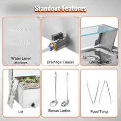 VEVOR 6-Pan Commercial Food Warmer, 6 X 8QT Electric Steam Table With Glass Cover, 1500W Countertop Stainless Steel Buffet Bain Marie 86-185°F 13 VEVOR 6-Pan Commercial Food Warmer, 6 X 8QT Electric Steam Table With Glass Cover, 1500W Countertop Stainless Steel Buffet Bain Marie 86-185°F -Aesthtic Interiors GUEST 3bbfe88e f306 4b6d be92 ac4442a510e1