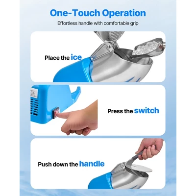 VEVOR Ice Crusher Machine, 286lbs Per Hour Electric 4 Blades Snow Cone Maker, Stainless Steel Shaved Ice Machine With Bowl And Cover, Blue 4 VEVOR Ice Crusher Machine, 286lbs Per Hour Electric 4 Blades Snow Cone Maker, Stainless Steel Shaved Ice Machine With Bowl And Cover, Blue - Image 4