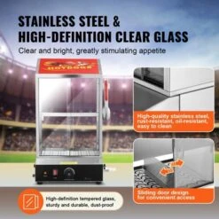 VEVOR Hot Dog Steamer, 39QT, 2-Tier Hot Dog Hut Steamer, 86℉~185℉ Temperature Control, Electric Bun Warmer With Tempered Glass Slide Doors -Aesthtic Interiors GUEST 3bfda532 86f8 4624 95ce 339b39b85531