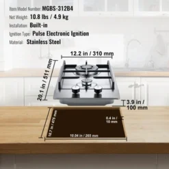 VEVOR Gas Cooktop 12 Inch, Max 12250BTU 2 Burners Built-in Stainless Steel Gas Stove Top, LPG/NG Convertible Dual Fuel Natural Gas Hob -Aesthtic Interiors GUEST 3c183a4b 4e86 4ac4 947d a224b116dcc5