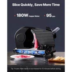 VEVOR Meat Slicer, 7.5 Inch Electric Deli Food Slicer, 180W Meat Cutter With Two Premium SUS420 Blades, 0-0.6 Inch Adjustable Thickness, Black -Aesthtic Interiors GUEST 3c2c6427 0ba0 4993 933c 737dbad482dc