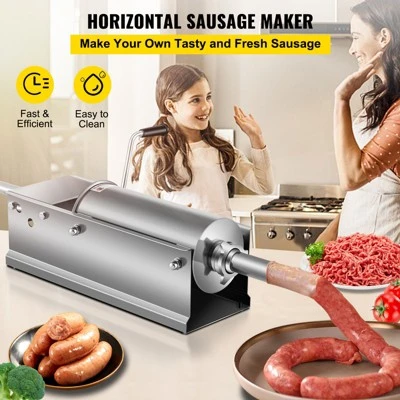 VEVOR Manual Sausage Stuffer, 5 L / 11 LBS Horizontal Sausage Machine, Dual-Speed Meat Stuffer, Made Of Food-Grade 304 Stainless Steel, Silver 2 VEVOR Manual Sausage Stuffer, 5 L / 11 LBS Horizontal Sausage Machine, Dual-Speed Meat Stuffer, Made Of Food-Grade 304 Stainless Steel, Silver - Image 2