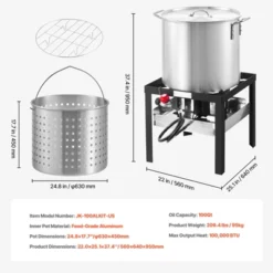 VEVOR 100 Qt Seafood Boiling Kit With Strainer, Outdoor Seafood Boil Pot And Basket, Cooking Set For Crab Crawfish Lobster Boiling, Silver -Aesthtic Interiors GUEST 3ceda1bb aa4f 46ec 84ef 203cf57b44f8