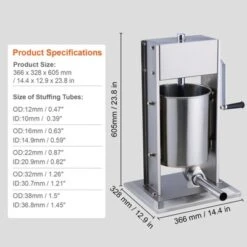 VEVOR Manual Sausage Stuffer, 10 L / 22 LBS Vertical Sausage Machine, Dual-Speed Meat Stuffer, Made Of Food-Grade 304 Stainless Steel, Silver -Aesthtic Interiors GUEST 3d24748c ebc7 4bea 821b f653a65c3ab8