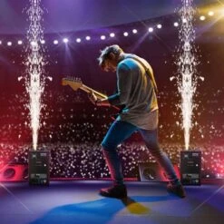 VEVOR Cold Spark Machine, 2 Pack 700W Output Fireworks Controllers, 6.6-16.4ft Adjustable Height, With Advanced DMX System, Screen, Black