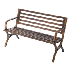 VEVOR Outdoor Bench, 50 Inch, Carbon Steel Metal Frame With Slatted Pattern Backrest And Round Edge Armrests, Weatherproof, Antique Bronze -Aesthtic Interiors GUEST 3dae827a 892f 4596 aa44 d4666da62357