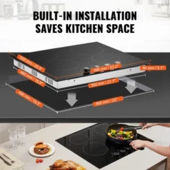 VEVOR Electric Cooktop, 24 Inch 4 Burners Built-in Electric Stove Top, 6000W Ceramic Top Radiant Cooktop, With Glass Panel, Knob Control -Aesthtic Interiors GUEST 3dbb5beb 85d8 4a57 a970 bffa814176b8