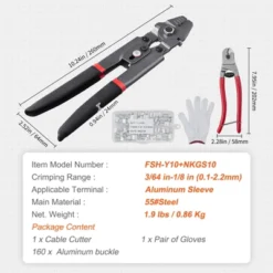 VEVOR Wire Rope Crimping Tool And Cutter Up To 2.2mm Wire Cable Crimps, 1/64" - 3/32" Crimping Loop Sleeve Kit And 160pcs Aluminum Buckles -Aesthtic Interiors GUEST 3dbd1b76 58cf 4ac8 a1db 3de576b4759d