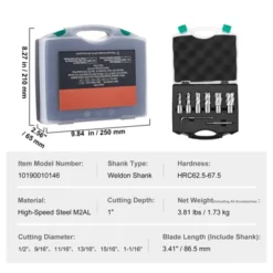 VEVOR Annular Cutter Set, 6 Pcs Weldon Shank Mag Drill Bits, 1/2" To 1-1/16" Cutting Diameter, 1" Cutting Depth, M2AL High-Speed Steel, Black -Aesthtic Interiors GUEST 3df76715 456b 4745 a9d2 bdc83ac7395e