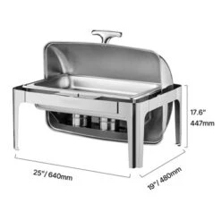 VEVOR Roll Top Chafing Dish Buffet Complete Set, 9Qt Stainless Steel Chafer With Full Size Pan, Rectangle Catering Warmer Server, Silver -Aesthtic Interiors GUEST 3e0d6248 378f 4c63 b48b aa9a339b0a3b