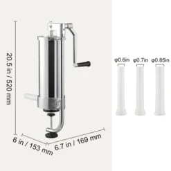 VEVOR Sausage Stuffer, 5LBS/3L Capacity, 304 Stainless Steel Vertical Sausage Stuffer, Sausage Filling Machine With 3 Stuffing Tubes, Silver -Aesthtic Interiors GUEST 3e8addb0 5cf9 4899 b480 068408e0b3d7