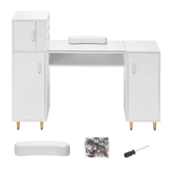 VEVOR Manicure Table, Glass Top Nail Desk, Makeup Dressing Nail Station With Storage Cabinets, Acetone-Resistant Nail Tech Table -Aesthtic Interiors GUEST 3ec4a5ae 5025 41ff 99d7 44cd4001ec78