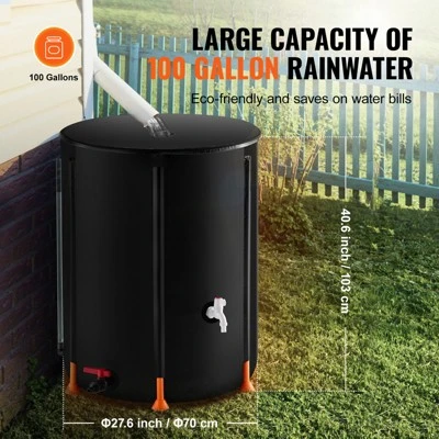 VEVOR Collapsible Rain Barrel, 100 Gallon/380 L Portable Water Tank, PVC Rainwater Collection Barrel With Spigots And Overflow Kit 4 VEVOR Collapsible Rain Barrel, 100 Gallon/380 L Portable Water Tank, PVC Rainwater Collection Barrel With Spigots And Overflow Kit - Image 4