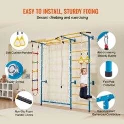 VEVOR Indoor Jungle Gym For Toddlers, 7-in-1 Climbing Playset With Carbon Steel Swedish Ladder, Wall Ladder, Pull-Up Bar, And Rope Ladder -Aesthtic Interiors GUEST 3f5522d3 11d5 4125 9a21 ed8b4594b408