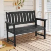VEVOR Outdoor Bench, 50.5 Inch, 800 Lbs Weight Capacity For 2-3 Persons, Weatherproof Plastic Frame With Backrest And Wide Armrests, Black