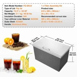 VEVOR Drop In Ice Chest, 24"L X 20"W X 15"H Stainless Steel Ice Cooler, Commercial Ice Bin With Hinged Cover, 40 Qt Outdoor Kitchen Ice Bar -Aesthtic Interiors GUEST 4047070a 7261 4141 a052 55876b6b306c