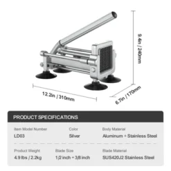 VEVOR French Fry Cutter, Potato Slicer With 1/2-Inch And 3/8-Inch Stainless Steel Blades, Manual Potato Cutter Chopper With Suction Cups 14 VEVOR French Fry Cutter, Potato Slicer With 1/2-Inch And 3/8-Inch Stainless Steel Blades, Manual Potato Cutter Chopper With Suction Cups -Aesthtic Interiors GUEST 40e26c52 e09f 456a 896a c7bd916519f3