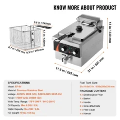 VEVOR Commercial Deep Fryer, 1750W Electric Countertop Fryer With Basket, 9Qt /8.5 L Single Oil Fryer, 1mm Thickened Stainless Steel, Silver -Aesthtic Interiors GUEST 414a0338 2e1f 4f9e aa1f 10b5cb66c00e