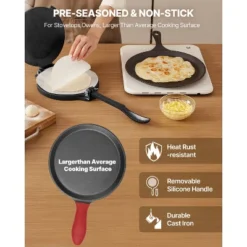 VEVOR Tortilla Press, 8 Inch Cast Iron Tortilla And Roti Maker, Heavy Duty Tortilladora Press With Handle And 100 Pcs Parchment Paper, Black -Aesthtic Interiors GUEST 41e361f9 07fb 45e7 848d d37c617e7d70 1