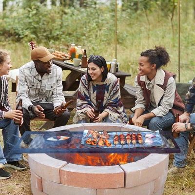 VEVOR X-Marks Fire Pit Grill Grate, Rectangle Cooking Grate, Heavy Duty Steel Campfire BBQ Grill Grid With Handle & Support X Wire, 44 Inch Black 1 VEVOR X-Marks Fire Pit Grill Grate, Rectangle Cooking Grate, Heavy Duty Steel Campfire BBQ Grill Grid With Handle & Support X Wire, 44 Inch Black