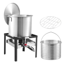 VEVOR 60 Qt Seafood Boiling Kit With Strainer, Outdoor Seafood Boil Pot And Basket, Cooking Set For Crab Crawfish Lobster Boiling, Silver -Aesthtic Interiors GUEST 42781797 c108 4eb3 8312 8b12d4986aa7