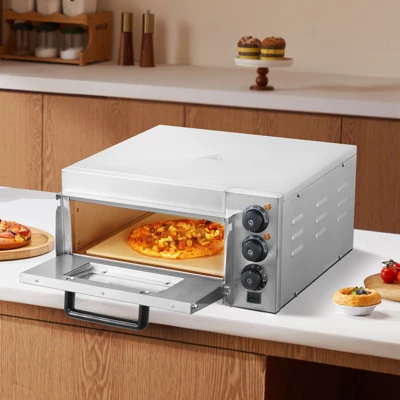 VEVOR Commercial Pizza Oven Countertop, 14" Single Deck Layer, Stainless Steel Electric Pizza Oven With Stone And Handle, Multipurpose Pizza Maker 1 VEVOR Commercial Pizza Oven Countertop, 14" Single Deck Layer, Stainless Steel Electric Pizza Oven With Stone And Handle, Multipurpose Pizza Maker