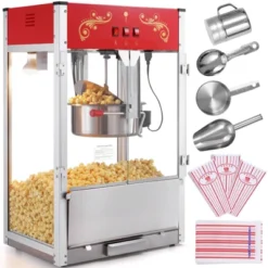 VEVOR Popcorn Maker, 1615W Popcorn Popper Machine, 16 Oz Kettle Large Capacity Countertop Popcorn Maker With Tempered Glass, Red -Aesthtic Interiors GUEST 43187edb ff8b 424c 8dad 22c8076b3475