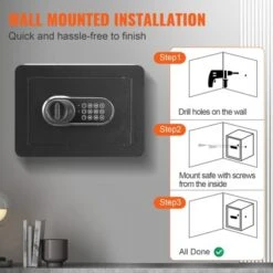 VEVOR Safe, 0.5 Cubic Feet Home Safe, Steel Security Safe With Digital Keypad And 2 Keys, Wall-Mounted Cabinet Safe Protect Cash, Gold, Jewelry -Aesthtic Interiors GUEST 43279a17 4200 415b a74d c2fe52f9a54a