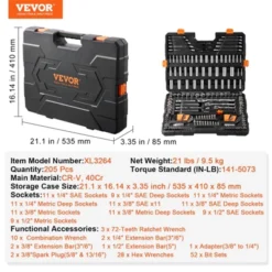 VEVOR Mechanics Tool Set And Socket Set, 1/4" 3/8" 1/2" Drive Deep And Standard Sockets, 205 Pcs SAE And Metric Mechanic Tool Kit 12 VEVOR Mechanics Tool Set And Socket Set, 1/4" 3/8" 1/2" Drive Deep And Standard Sockets, 205 Pcs SAE And Metric Mechanic Tool Kit -Aesthtic Interiors GUEST 432ec80f c562 4d85 90f9 7911d96f25da