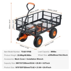 VEVOR Garden Cart,Sturdy Metal Construction,Versatile Dump Cart With Dual-Function Handle, Heavy-Duty Garden Wagon,880 Lbs Load Capacity, 10" Wheels -Aesthtic Interiors GUEST 434e0ae4 f3af 41ef 827e 9eadf389385d