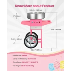 VEVOR Electric Cotton Candy Machine With Cart, 1000W Commercial Candy Floss Maker With 20.5 In Stainless Steel Bowl, Sugar Scoop, And Drawer, Pink 14 VEVOR Electric Cotton Candy Machine With Cart, 1000W Commercial Candy Floss Maker With 20.5 In Stainless Steel Bowl, Sugar Scoop, And Drawer, Pink -Aesthtic Interiors GUEST 4366590e 2628 4c66 b782 e91ba9ebb1f7